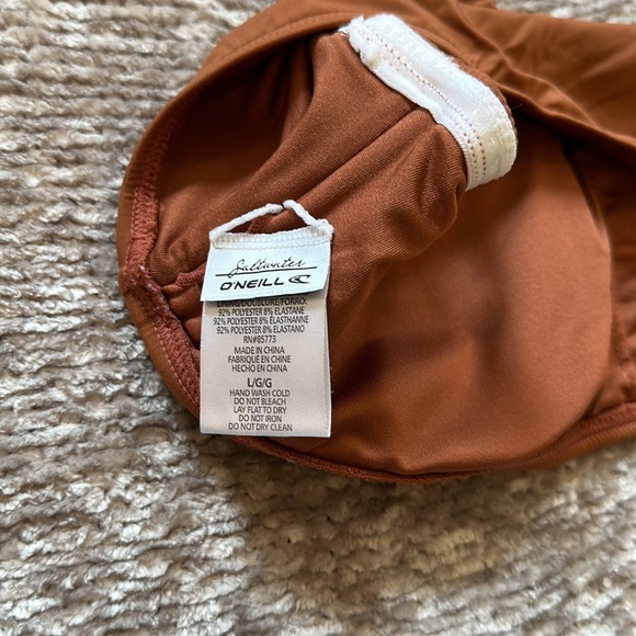 O'neill Saltwater Solids Brown Bandeau Halter Bikini Top - Picture 4 of 4